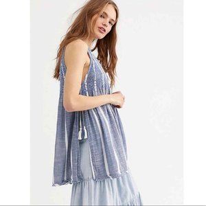 Free People Open Side Obi Posey Smock Blue and White Striped Top Size Small